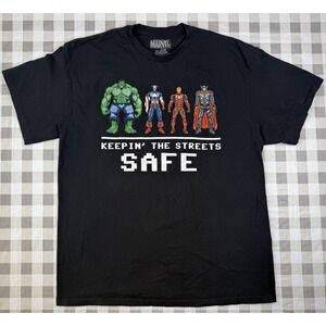 Marvel Avengers Pixel Graphic Tee XL Keepin The Streets Safe Retro